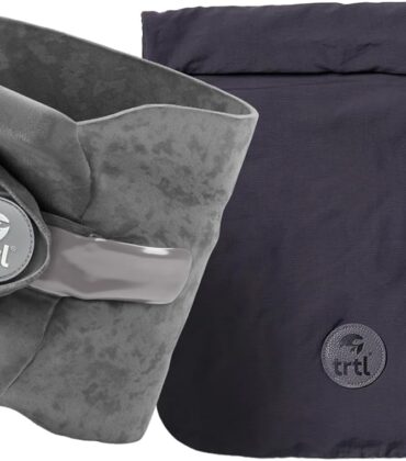 Trtl Pillow - Scientifically Proven, Super Soft Neck Support Travel Pillow for Airplanes - Lightweight and Machine Washable - Ergonomic Design for Traveling on Flights, Cars, and Trains - Grey