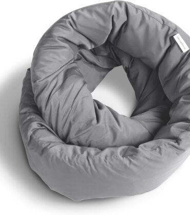 Huzi Infinity Pillow - Home Travel Soft Neck Scarf Support Sleep (Grey)