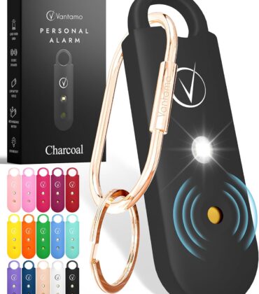 Vantamo Personal Alarm for Self Defense with Low Battery Notice, Strobe Light & Extra Loud 130 dB Double Speakers Safety Keychain Set for Women, Rechargeable Panic Button for Womens Self Defense